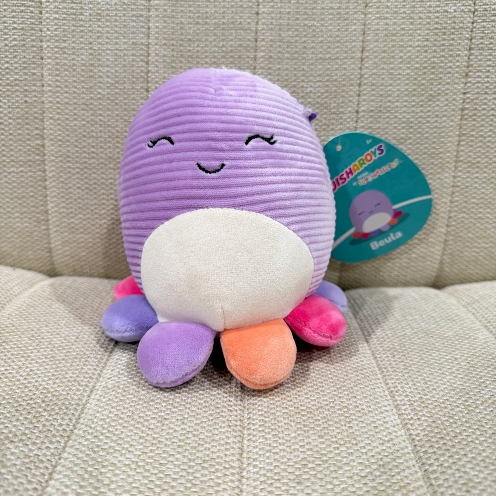 NEW Squishmallows Beula Octopus Squisharoys Corduroy Plush Stuffed Animal Toy